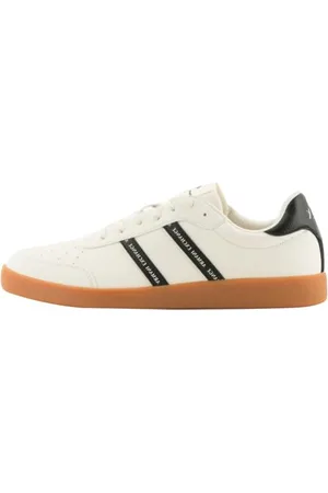 Armani Exchange Męskie buty sportowe Berlin, Double Stripes Logo, Off White+ Black, 42 EU, , 42 EU