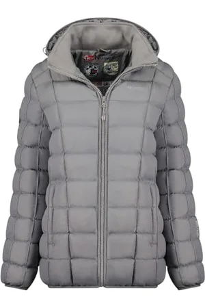 Geographical Norway Babette Lady Damskie długie grube ciepłe spodenki parkowe Jesień Zima - Cienki płaszcz ze sztucznego futra z kapturem - Kurtka wiatrówka - Elegancka damska kurtka puchowa