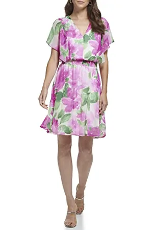 DKNY Damska sukienka kopertowa Fuax z rękawami, , 36