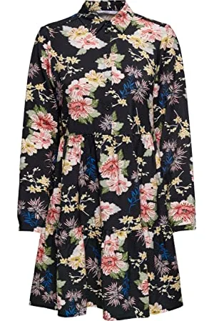ONLY Damska sukienka Onlsandy Life L/S Shirt Dress Noos Ptm, Czarny/kwiat Lena, L