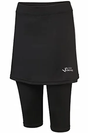 Black Crevice Damskie spodnie do fitnessu ze spódnicą, sportowe legginsy ze spódnicą, 92% poliester i 8% spandex, podkreślające figurę spodnie ze spódnicą, legginsy ze spódnicą tenisową do uprawiania