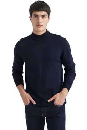 DeFacto Męski sweter – stylowy na golfie – kardigany i swetry z dzianiny dla mężczyzn – swetry i kardigany dla każdego, , L