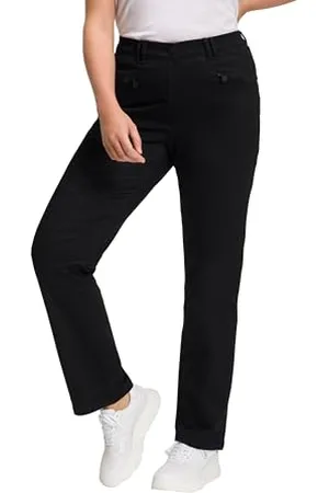 Ulla Popken Damskie duże rozmiary plus size basic spodnie ze stretchem Mony, trwałe kolory, lekko zwężane 802969, , 40W / 34L