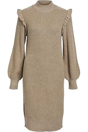 Object OBJMALENA L/S Ruffle Knit Dress NOOS, , L