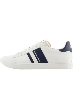 Armani Exchange Męskie buty sportowe Paris Double Line, Off White+ Navy, 41 EU, , 41 EU