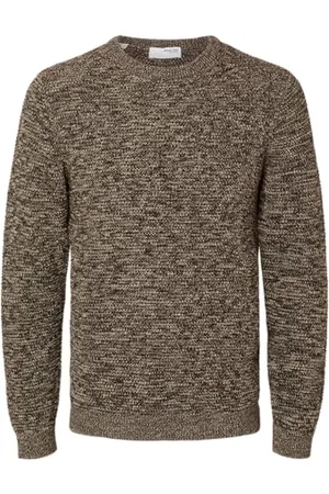 SELECTED Męski sweter z dzianiny, okrągły dekolt, , L