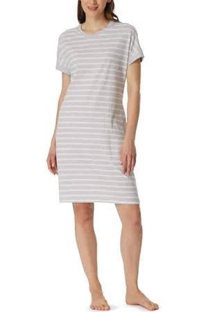 Schiesser Damen Nachthemd kurzarm weiche Baumwolle Bigshirt mit Taschen - Nightwear