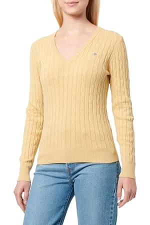 GANT Stretch Cotton Cable V-Neck, , S