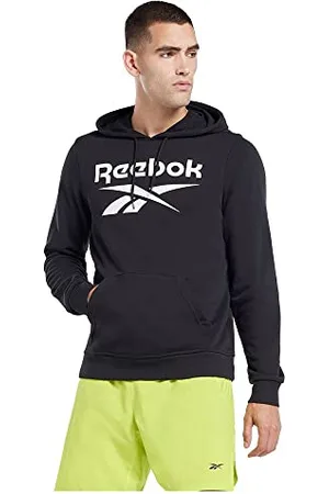 Reebok Męska bluza z długim rękawem z dużym logo, czarna, M, , M