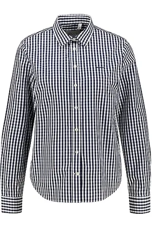 GANT Damska koszulka REG POPLIN Gingham, klasyczna koszula, Classic Blue, standardowa, , 38