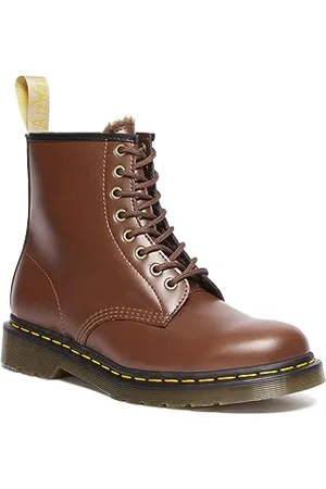 Dr. Martens 8 Eye Boot, Płazy Unisex-Dorosły, Brown Norfolk Flat & Brown Borg Fleece, 43 EU, , 43 EU