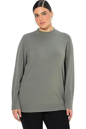 Ulla Popken Sweter damski, duże rozmiary, plus size, stójka, długie rękawy, prążkowane ściągacze, , 42-44