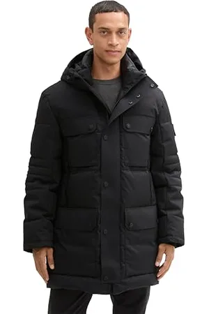 TOM TAILOR Męskie 1042524 Parka, 29999-Black, S, , S