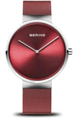 Bering Unisex zegarek na rękę analogowy zegarek kwarcowy z bransoletką ze stali szlachetnej Taśma 39 mm