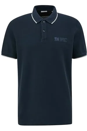QS by s.Oliver Koszulka polo ze strukturą piki i nadrukiem logo, Niebieski , L