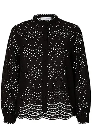 SELECTED Damska bluzka Slftatiana L/S Embr Noos z długim rękawem, , 36