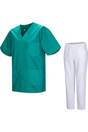 MISEMIYA Mundur sanitarny Unisex medyczne mundury sanitarne z ekranem Biały 817-8312-BIAŁY, , XS