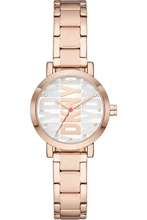DKNY Zegarki damskie Soho, kwarcowy mechanizm zegarowy z trzema wskazówkami, 28 mm, różowe złoto, obudowa ze stopu z bransoletką ze stali nierdzewnej, NY6648, różowe złoto, 28MM, Dress/Luxury