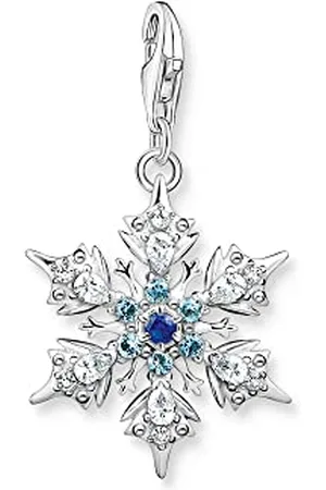 Thomas Sabo Charm-Anhänger Schneeflocke aus leicht geschwärztem 925er Sterlingsilber in der Form einer Schneeflocke, Maße: 34 x 21 mm,1902-945-7