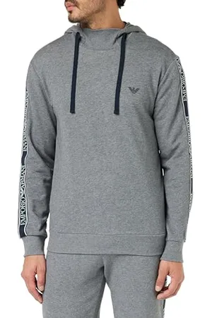 Emporio Armani Kultowy sweter z kapturem frotte z długim rękawem, , L