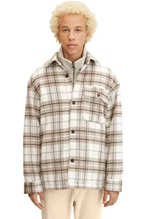 TOM TAILOR Męskie Overshirt kurtka ze wzorem w kratkę 1032438, , XL