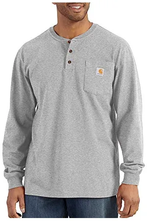 Carhartt Męska, luźna, ciężka koszulka Henley z długim rękawem i kieszenią, , XXL
