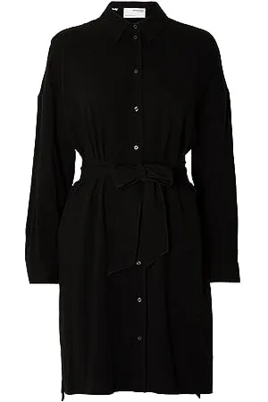 SELECTED Damska sukienka bluzkowa, mieszanka lnu, , 38