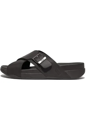 FitFlop Surfer Męskie Klamra Nubuk Cross Slides Sandal, Czarne, 10 UK, , 44 EU