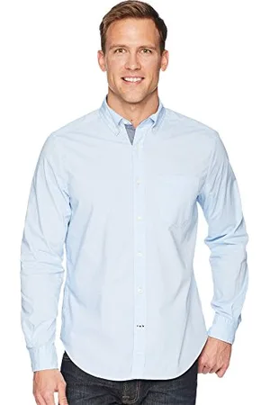 Nautica Męska koszula Classic Fit Stretch Solid Long Sleeve Button Down, jasnoniebieski, L