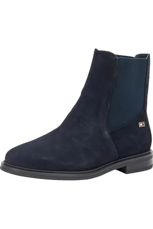 Tommy Hilfiger Damskie buty zamszowe z flagą Low Chelsea (FW0FW08176), niebieskie (Space Blue), 37 EU, , 37 EU