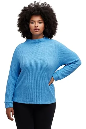 Ulla Popken Kobiety, teksturowana powierzchnia bluza, błękitna, normalna, , 46-48