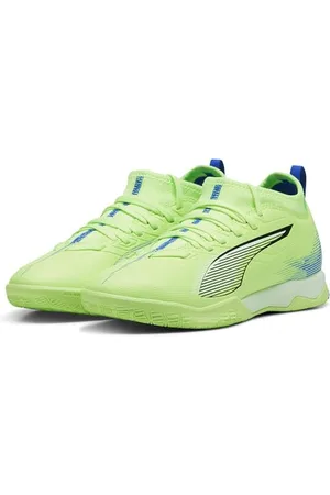 PUMA Unisex Ultra 5 Match It + Mid Jr buty piłkarskie dla dzieci, Fizzy Apple White Bluemazing, 35.5 EU