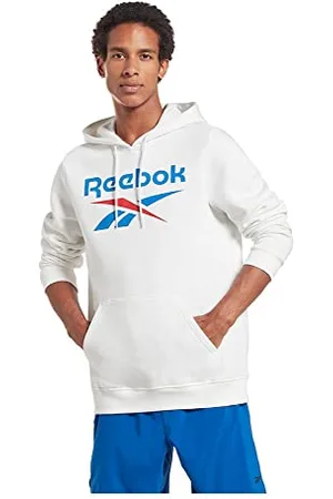 Reebok Męska bluza z logo, duża, ułożona, biała, XL, , XL