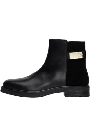 Tommy Hilfiger Damskie TH Logo Leather Mix Chelsea (FW0FW08336) Półbuty, czarne (czarne), 36 EU, , 36 EU