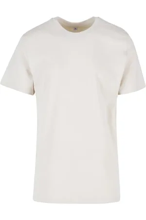 Build Your Brand Męski T-shirt z okrągłym dekoltem, basic, męski top z bawełny, z okrągłym dekoltem, dostępny w wielu kolorach, rozmiary XS-5XL, beżowy , XS