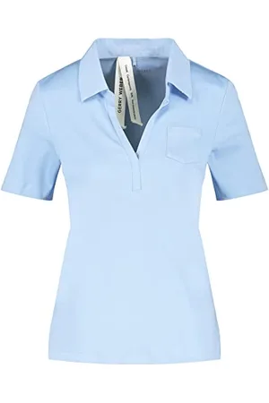 Gerry Weber Damska koszulka polo z bawełny Pima Cotton półrękaw polo 1/2 rękaw koszulka polo jednokolorowa, , 34