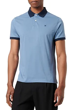 Hackett Męska koszulka polo Selvedge z plisą niebieskie (stalowo-niebieskie), M, , M