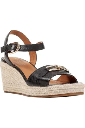Geox Damskie sandały D PANAREA C Wedge, czarne, rozmiar 39,5 EU, , 39.5 EU