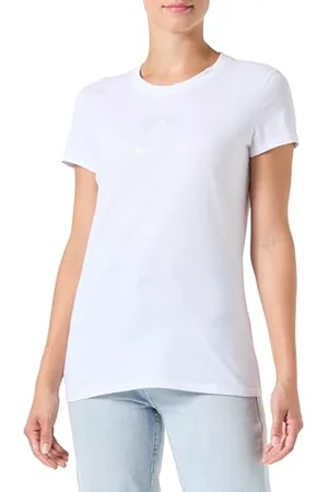 Armani Exchange Damska koszulka Slim Fit Silk Patch Monogram Logo Tee T-Shirt, , XS