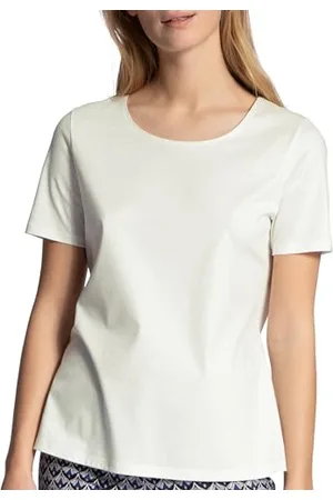 Calida Favourites T-shirt damski, z listwą guzikową, drobno prążkowany, szybkoschnący i hamujący zapachy, , 32-34