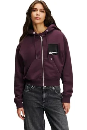 Karl Lagerfeld Klj Zip Up bluza damska z kapturem, , XS