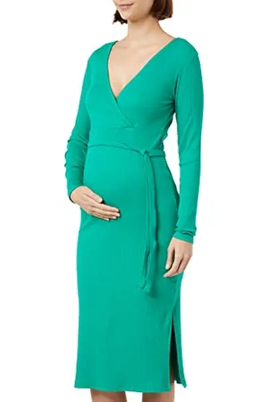 Mama;licious Damska sukienka MLROSINA TESS L/S JRS MIDI sukienka 2F A. Sukienka, zielona Pepper Green, XL, , XL
