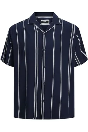 JACK & JONES JCOJEFF AOP Resort Shirt SS Relax, Granatowe marynarki/paski: paski, M