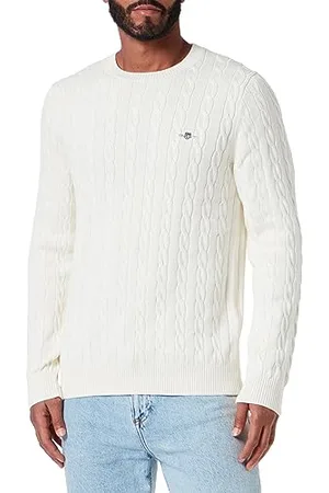 GANT Męski sweter bawełniany z dekoltem w kształcie litery C, , M