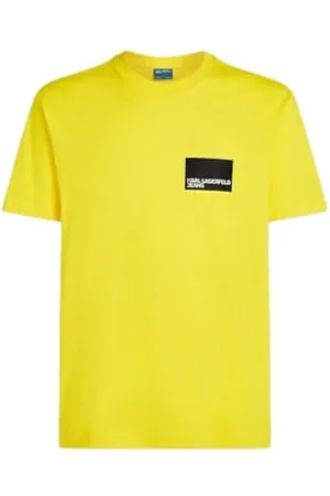 Karl Lagerfeld REGULAR FIT TEE Z KRÓTKIM RĘKAWEM Z LOGO, ŻÓŁTY, XS