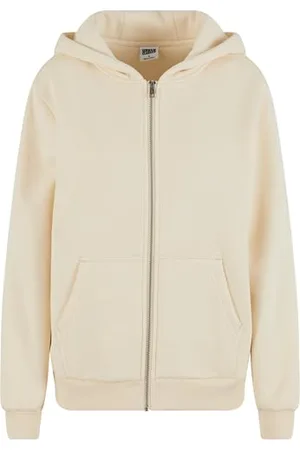 Urban classics Damska bluza z kapturem, puszysta bluza z kapturem, z zamkiem błyskawicznym, luźny krój, , L