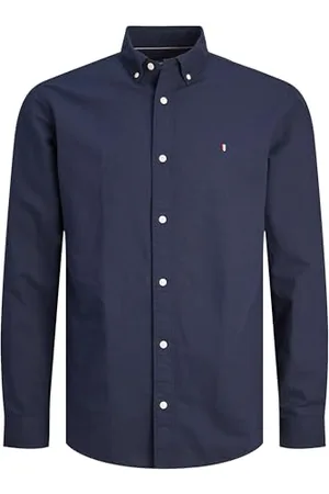 JACK & JONES Męska koszula z długim rękawem Jprblusummer Shield L/S, Granatowy marynarka/dopasowanie: slim fit, S