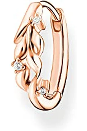 Thomas Sabo Sabo Einzel Creole Blätter mit weißen Zirkonia Steinen in Sterling Silber mit 750er Roségold-Vergoldung, CR681-416-14