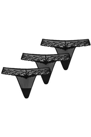 Teyli Damskie stringi tanga z siatki z koronką, 3 sztuki w opakowaniu, , M
