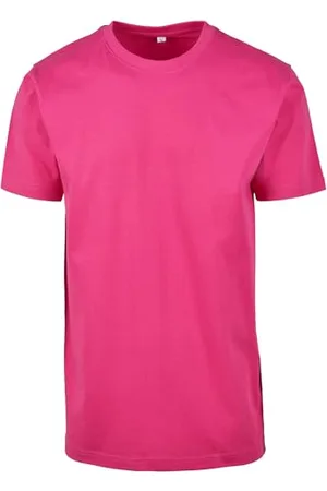 Build Your Brand Męski T-shirt z okrągłym dekoltem, basic, męski top z bawełny, z okrągłym dekoltem, dostępny w wielu kolorach, rozmiary XS-5XL, różowy , M